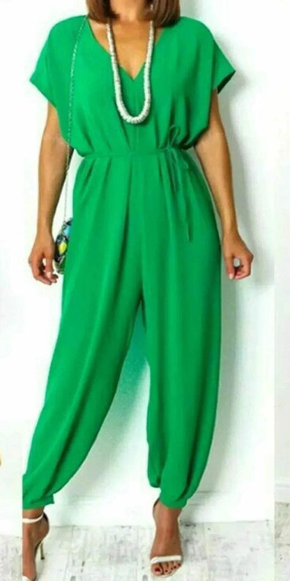 Buy Center Women's Loose One-Piece Suit - Short Sleeve Casual Chic - Buy Center UK