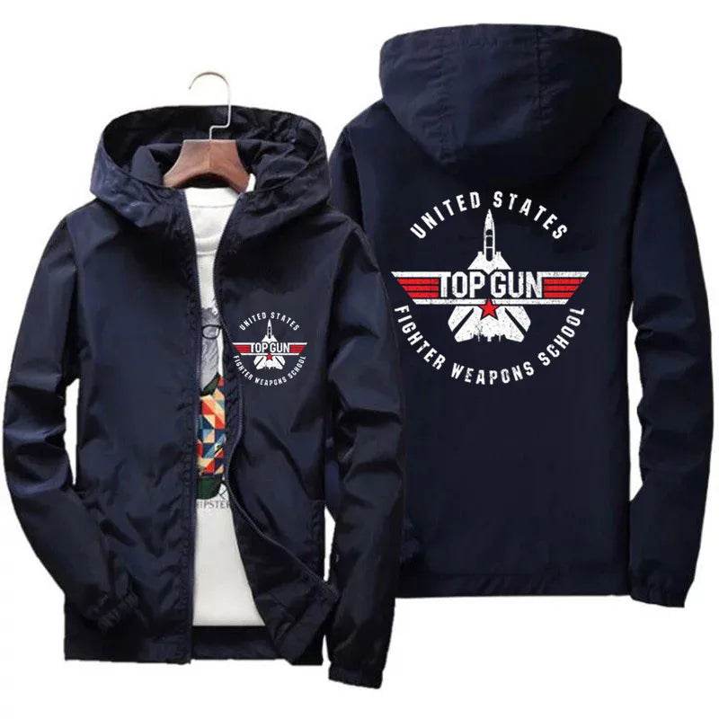 Buy Center Top Gun Fighter Pilot Windbreaker Jacket - Slim Fit Hoodie - Buy Center UK