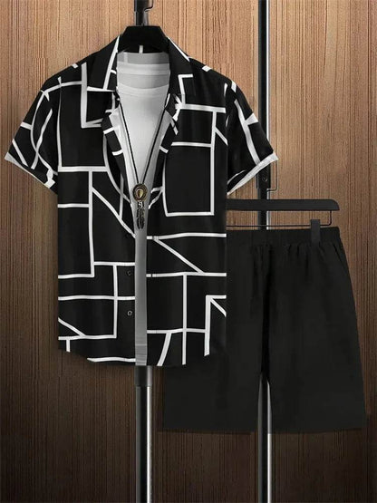 2024 Summer Men's Casual Suit - Striped Shirt & Shorts Set - Buy Center UK