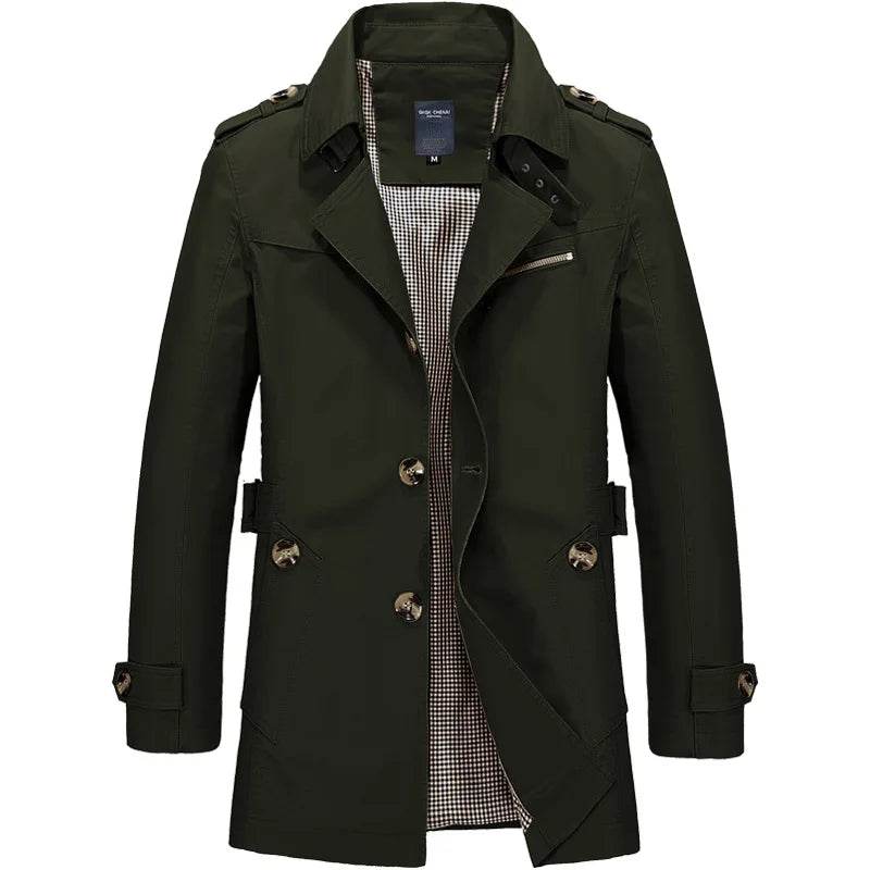 Buy Center Men's Casual Cotton Jacket - Mid-Length Trench Coat - Buy Center UK