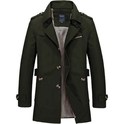 Buy Center Men's Casual Cotton Jacket - Mid-Length Trench Coat Style - Buy Center UK