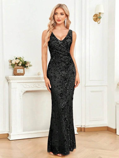 Elegant Mermaid Evening Dress - Sexy V-Neck Sequins for Women - Buy Center UK