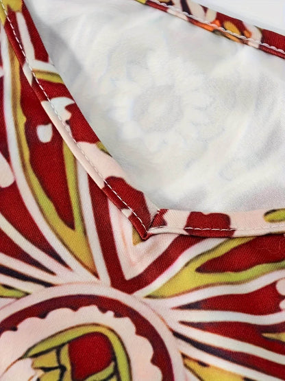 2024 Flower Printed V-neck Dress - Bohemian Style for Summer - Buy Center UK