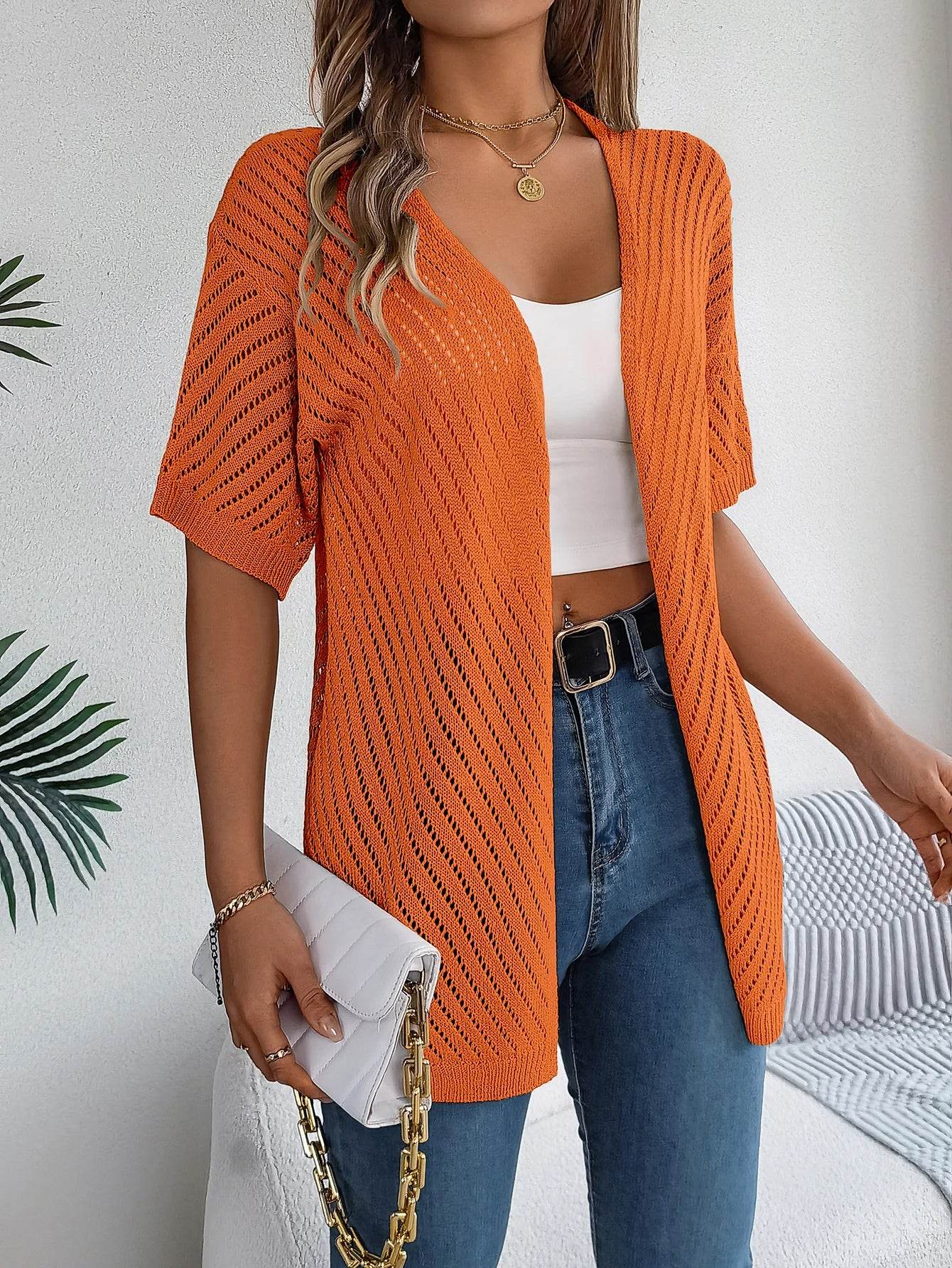 Buy Center Spring Summer Knitted Cardigan - Casual Hollow Out Fit - Buy Center UK