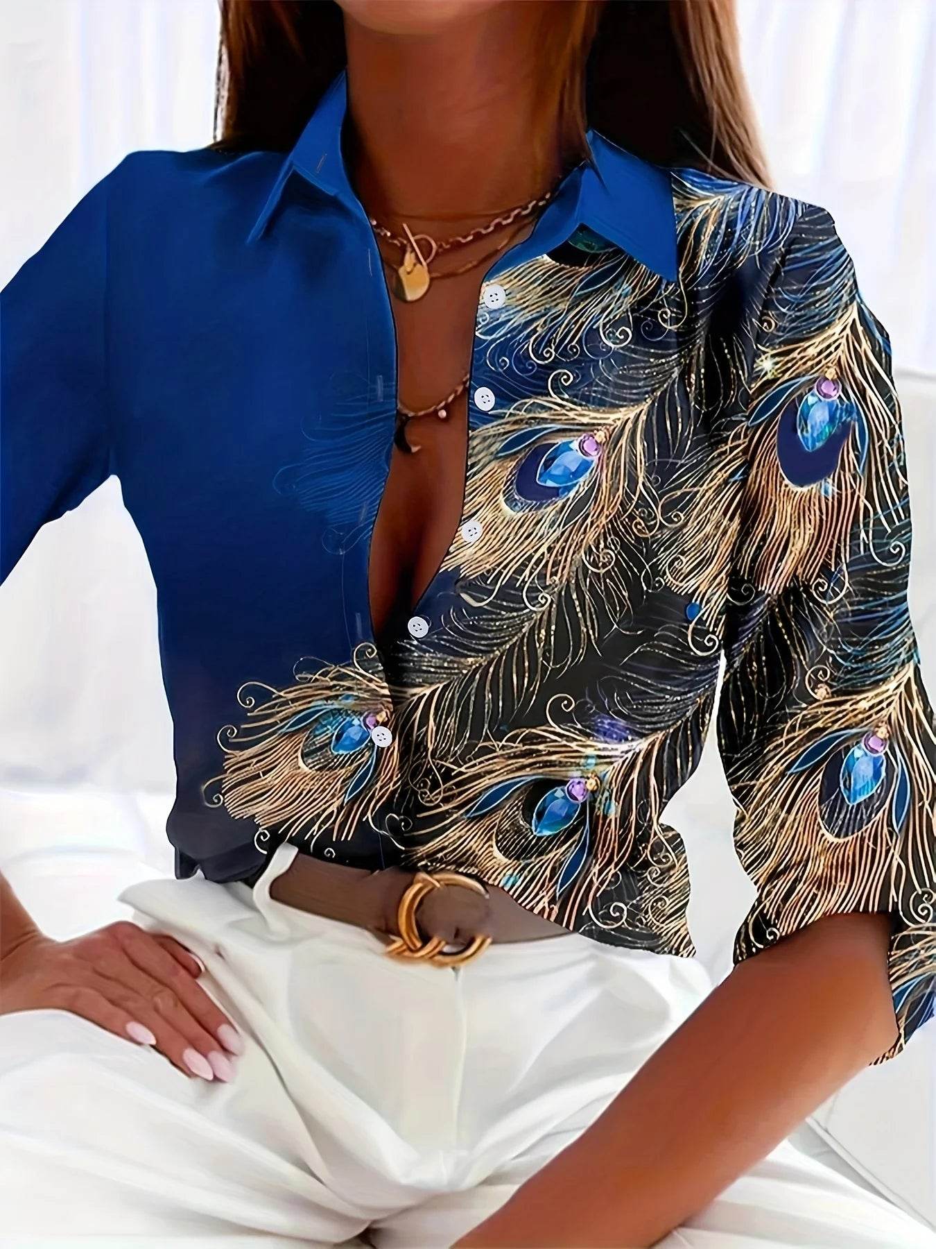 Buy Center Women's Plus Size Button Up Shirt - Retro Elegant Style - Buy Center UK