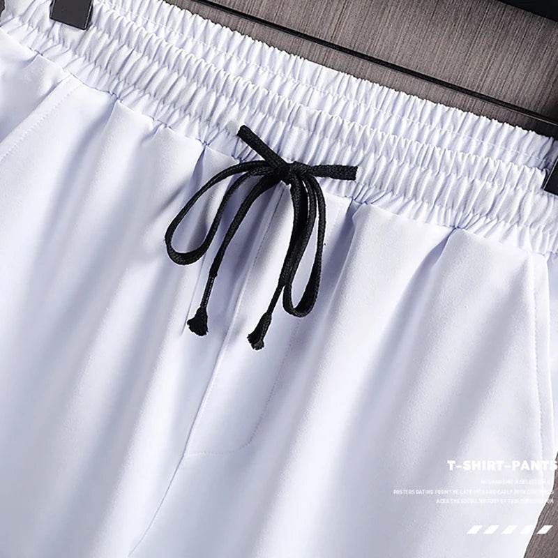 Men's Ice Silk Sports Suit - Stylish Printed Sweatshirt & Joggers - Buy Center UK