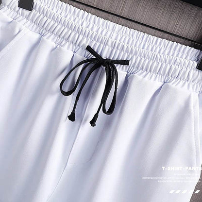 Men's Ice Silk Sports Suit - Stylish Printed Sweatshirt & Joggers - Buy Center UK