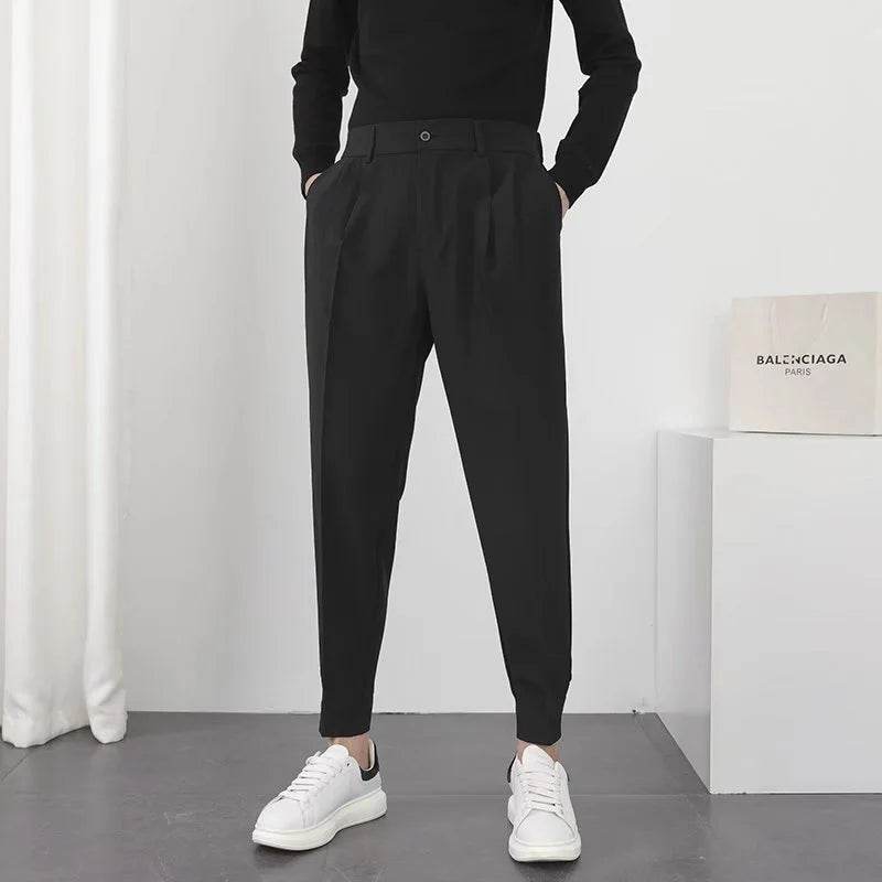 Buy Center Slim Tapered Men Pants - Elastic Waist Korean Style - Buy Center UK
