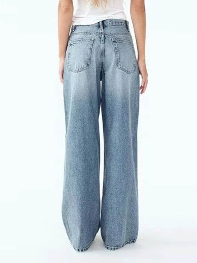 HOUZHOU Women Vintage Wide Leg Jeans - High Waist Aesthetic Fit - Buy Center UK