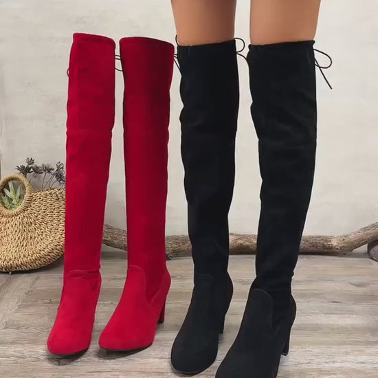 Stylish Versatile OvertheKnee Boots for Women Comfortable Winter High Heel Ankle Boots with Trendy Casual Design  Pure Color Minimalist European Style Long Boots Perfect for All 120 Festive Occasions