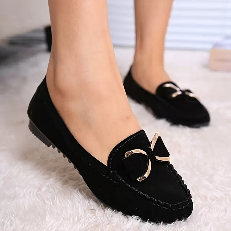Trendy Bow Loafers Trendy Loafers with Bow Decoration  1 Pair of Flat Heel Casual Penny Shoes Suitable for Driving and Work Mom Shoes Stylish Flat Shoes