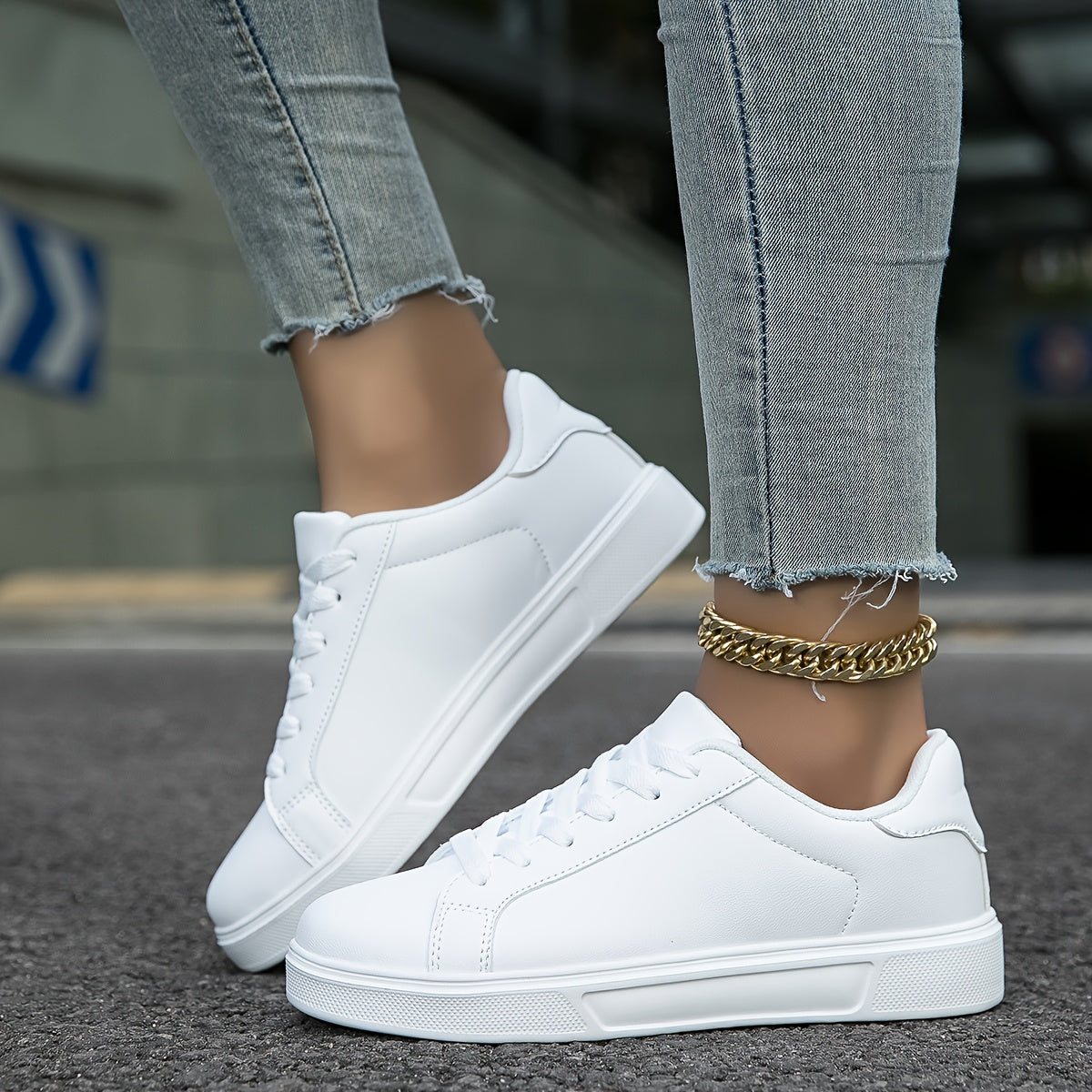 Womens White Sneakers  Lightweight Cushioned LaceUp Shoes with Synthetic Coverlike Upper LowTop AllSeason Everyday  Formal Shoes for Women  Minimalist Classic Design Versatile Footwear Sleek Style Supportive Sole Casual Outfits