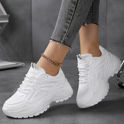 Womens Mesh Chunky Sneakers Casual Solid Color Height Increasing Trainers AllMatch Walking Sports Shoes plus size