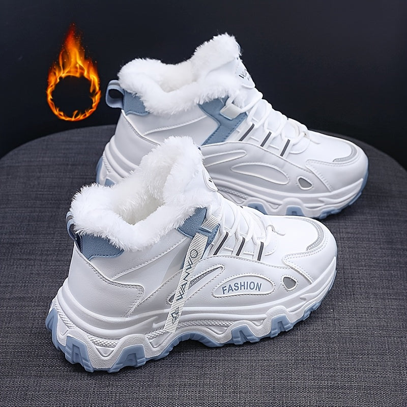 Womens Fashion Winter Casual ThickSoled AntiSlip Shoes  Striped Design with Fleece Lining Soft Synthetic Cover Exterior and Plush Interior for Daily Comfort Wear Durable Thickened PVC Sole