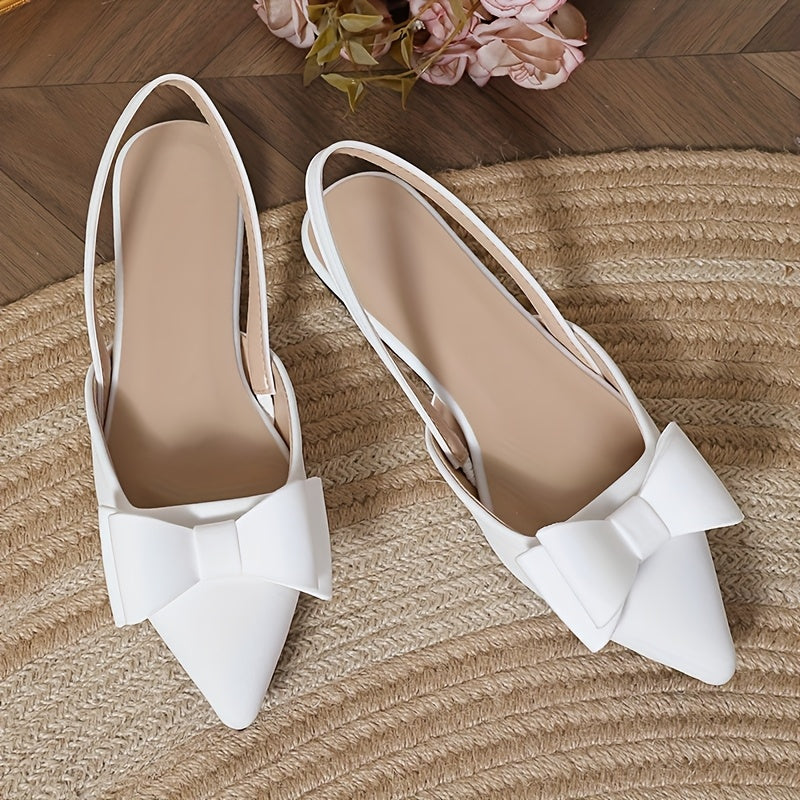 31338 WomenS Sweet Pointed Toe Bow Flat Sandals  Adjustable Ankle Strap Breathable Fabric Upper  Synthetic Cover Lining Lightweight Summer Casual Shoes for Beach Office Shopping Beach Footwear Decorative Bow Detail Durable TPU Sole