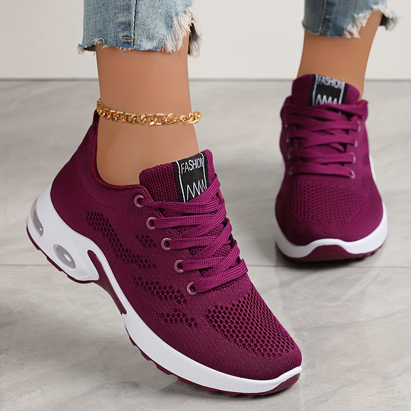 Womens low cut Sneakers  shockabsorbing breathable comfortable lightweight fabric shoes suitable for outdoor sports and daily wear  all season lace up solid color and MD sole