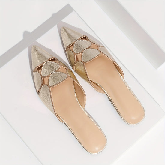 Metallic Mules Comfortable Metallic Womens Pointed Toe HollowOut Mules  Synthetic Cover Upper  TPU Sole  Versatile Style for Parties Casual Wear AllSeason Durable Footwear Construction
