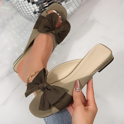 Womens Elegant BowAdorned GoldenPlated Sandals  Low Block Heel Summer OpenToe Synthetic Cover Casual Dressy Shoes with Comfortable Rubber Sole Chunky Heel Sandals Comfortable Footwear Durable Footwear Manmade Upper