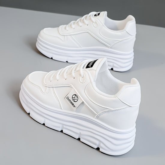 Womens Fashionable Chunky Sneakers  Autumn 2024 Trendy Thick Sole Sneakers HeightBoosting Casual Student Footwear with Durable PVC Sole and Breathable Fabric Lining