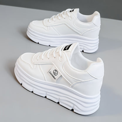 Womens Fashionable Chunky Sneakers  Autumn 2024 Trendy Thick Sole Sneakers HeightBoosting Casual Student Footwear with Durable PVC Sole and Breathable Fabric Lining