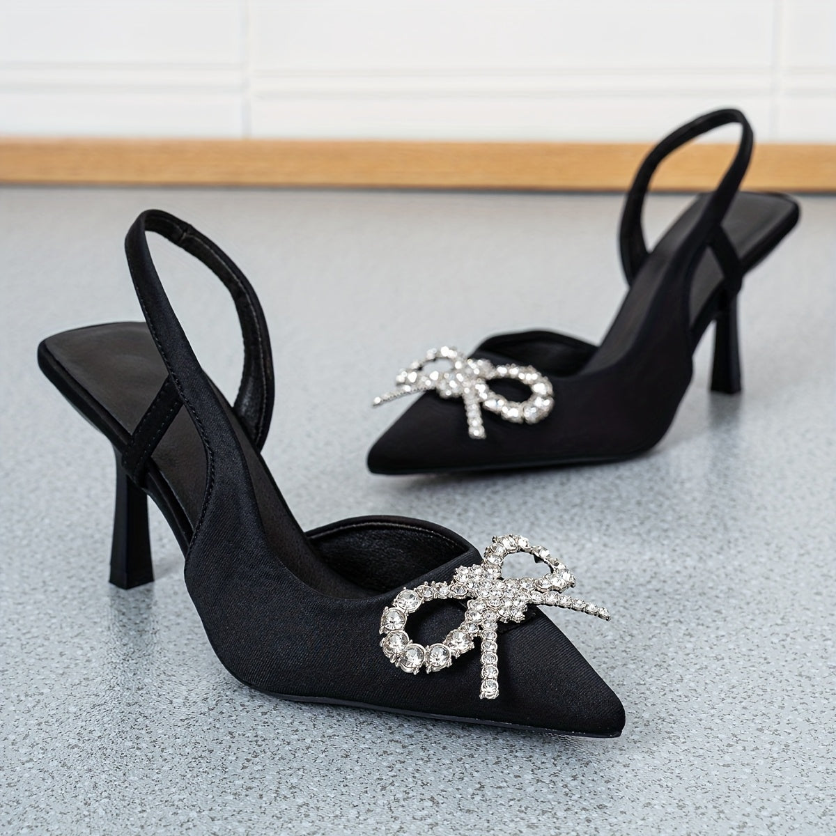Elegant HighHeeled Shoes with a Bow for Women Easy SlipOn OpenBack Perfect for Evening Parties