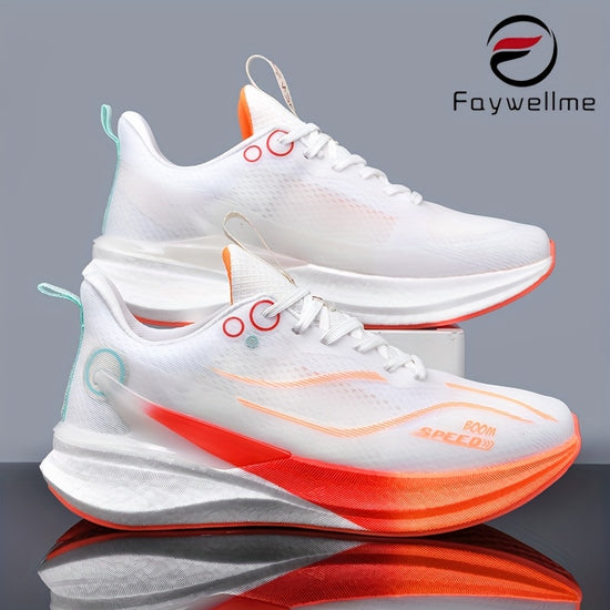 FAYWELLME WomenS Carbon Plate Running Shoes  Lightweight Breathable LowTop Sneakers with OrangeWhite Accents ShockAbsorbing MDTPU Sole AllSeason Training  Casual Shoes for Gym Jogging Casual Attire Gym Footwear Sleek Sporty Design Cushioned