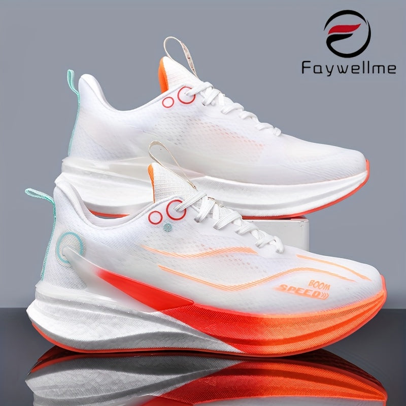 FAYWELLME WomenS Carbon Plate Running Shoes  Lightweight Breathable LowTop Sneakers with OrangeWhite Accents ShockAbsorbing MDTPU Sole AllSeason Training  Casual Shoes for Gym Jogging Casual Attire Gym Footwear Sleek Sporty Design Cushioned