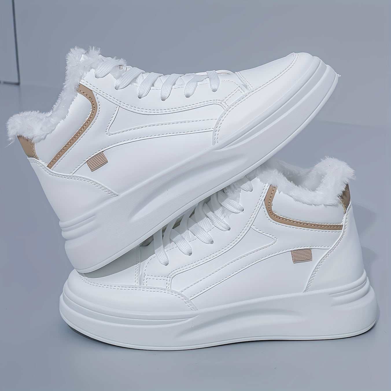 Winter FleeceLined LaceUp Lightweight FlatSoled Soft Bottom HighTop WomenS Shoes for Walking And Skating