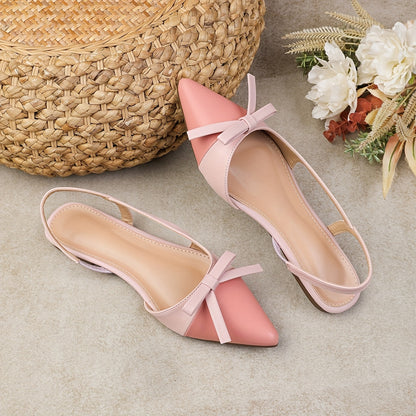 2025 New Womens Comfortable Pointed Toe SlipOn Flats  PU Cover Upper TPR Sole  Bow Detail Soft Pink Casual Shoes for Office SemiFormal Wear Office Footwear Elegant Footwear
